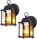 Outdoor Black Wall Lantern Sconce Set of 2