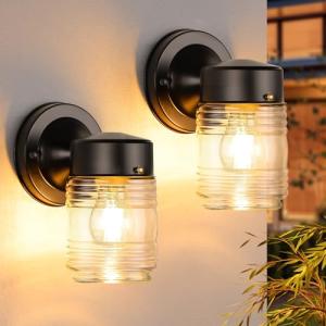 MATAMEYE Jelly Jar Outdoor Wall Lanterns - 2 Pack