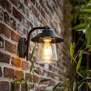 LUTEC Waterproof Matte Black Wall Lantern Sconce