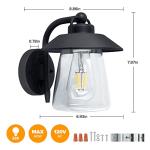 LUTEC Waterproof Matte Black Wall Lantern Sconce