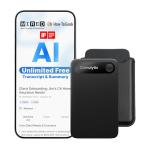 Comulytic Note Pro AI Voice Recorder, Unlimited Transcribe & Summarize, AI Note Taking Recording Device w/Case, App Control, 113 Languages for Calls, Meetings, Lectures, Interviews, Black