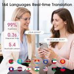AI Glasses for Women, Bluetooth Glasses with 164 Languages Real-Time Translation, Color-Changing Lenses, Lightweight Thin Temples Free App, Stylish Wearable Tech Glass for Travel & Everyday Wear