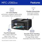 Brother Work Smart 1360 Wireless Color Inkjet All-in-One Printer with Automatic Duplex Printing and 1.8” Color Display | Includes Refresh Subscription Trial(1) (MFC-J1360DW) (Uses LC501 Series Inks)