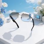 Smart Bluetooth Sunglasses, AI Translation, Wireless Music Audio, Hands-Free Calls, Voice Control, UV Protection (Blue)