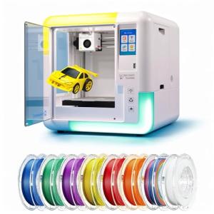 AOSEED 3D Printer for Kids & Beginners, AI-Powered Fully Assembled 3D Printer with Up to 400mm/s Speed, Auto Leveling, 15 Mini Apps, Includes 8 PLA Filaments for Home and School Use, X-Maker AI+