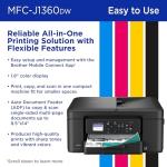 Brother Work Smart 1360 Wireless Color Inkjet All-in-One Printer with Automatic Duplex Printing and 1.8” Color Display | Includes Refresh Subscription Trial(1) (MFC-J1360DW) (Uses LC501 Series Inks)