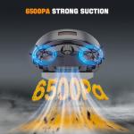 XIEBro Robot Vacuum and Mop Combo, 6500Pa Strong Suction, 2 in 1 Robotic Vacuum with Gyro Inertial Navigation, 200 Min Runtime, App/Wi-Fi/Voice Control, Slim, for Pet Hair, Hard Floor, Carpet