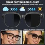 AI Smart Glasses with Camera,8MP Camera Glasses,1080P Anti-Shake Video Recording, Real Time Translation,AI Voice Assistant,Object Recognition,Bluetooth Sunglasses for Men Women(Photochromic Lenses)