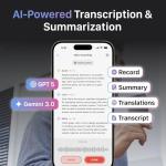 HyBran AI Voice Recorder for Phone Calls, Meetings & Lectures | Smart AI Note-Taking Device with Dedicated App for Transcription, Summary & Notes | Magnetic Case, 32GB (Up to 2000 Hours) | PDF Summary