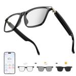 Shovira AI Translation Smart Glasses Pro with 138 Languages, Bluetooth Glasses Compatible with ChatGPT, Photochromic Lens with Open-Ear Speakers for Men Women, for Travel, Business, Driving