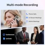 HyBran AI Voice Recorder for Phone Calls, Meetings & Lectures | Smart AI Note-Taking Device with Dedicated App for Transcription, Summary & Notes | Magnetic Case, 32GB (Up to 2000 Hours) | PDF Summary