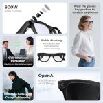 Smart Glasses Real-Time Translation Powered AI Chat Assistant, 8MP Camera 3200W Pixels 1080P Video, 32GB Storage, 40-Min Fast Charge 120H Standby, Dual Mics Speakers