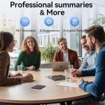 AI-Powered Smart Voice Recorder, Instant Transcription for Meetings, Lectures & Interviews with Playback, App Control, Transcribe & Summarize with AI Technology, 152 Languages, 64GB Memory