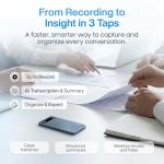 LIMU AI Voice Recorder Pro with App Control - 60h Battery, 64GB Metal AI Note Taking Device - GPT 5 Translation, Summaries & Mind Maps (125 Languages), 400 Min/Month - Digital Audio Recording Device