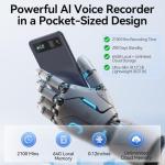 AI-Powered Smart Voice Recorder, Instant Transcription for Meetings, Lectures & Interviews with Playback, App Control, Transcribe & Summarize with AI Technology, 152 Languages, 64GB Memory