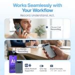 LIMU AI Voice Recorder Pro with App Control - 60h Battery, 64GB Metal AI Note Taking Device - GPT 5 Translation, Summaries & Mind Maps (125 Languages), 400 Min/Month - Digital Audio Recording Device