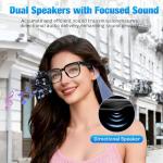 AI Smart Glasses with Camera, 4K HD Video & Photo Capture, Real-Time Translation, Recording Glasses with AI Assistant, Open-Ear Audio, Object Recognition, Bluetooth, for Travel (Transparent Lens)