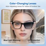 KWENRUN AI Smart Glasses with ChatGPT – Bluetooth, Real-Time Translation, Music & Hands-Free Calls, Photochromic Lenses, UV & Blue Light Protection for Men & Women