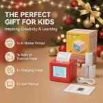 KYWYOYOU AI Sticker Printer for Kids, Voice-Activated Mini Thermal Printer with Smart AI Image Generator for Learning & DIY, Portable Sticker Maker Machine Compatible with iOS & Android.