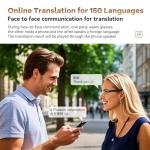 AI Translation Glasses, Wireless Bluetooth Real-Time Translation Glasses, Smart Simultaneous Interpretation Glasses, 150 Languages & Accents & 8 Offline Translation Packs