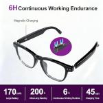 MNVOEQ AI Smart Wireless Bluetooth Translation Glasses for Men/Women with Speakers/Bluetooth&140+ Languages Translation Sports/Travel/Drive/Busniess (C1+AI+Color Change Lenses+Black)