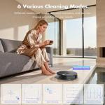 ECOHOME Robot Vacuum and Mop Combo,3500Pa Powerful Suction, with Wi-Fi/App/Remote,2 in 1 Mopping Robot Vacuum Cleaner,Dustbin and Watertank, for Pet Hair,Hard Floors and Low Pile Carpet Black