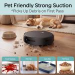 SereneLife Automatic Robot Vacuum Cleaner and Mop Combo, App Control, 3 Cleaning Modes, Smart Anti-Fall Sensors, Self-Charging, High Suction Ideal for Pet Hair, Carpet and Hard Floors, Black