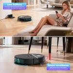 ECOHOME Robot Vacuum and Mop Combo,3500Pa Powerful Suction, with Wi-Fi/App/Remote,2 in 1 Mopping Robot Vacuum Cleaner,Dustbin and Watertank, for Pet Hair,Hard Floors and Low Pile Carpet Black