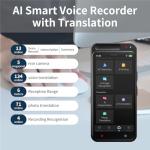 80GB AI Voice Recorder with Playback, Aluminum Alloy Body, Full Touch Screen, AI Transcription, Smart Summary, Multi-Language Translation, Portable Audio Recorder for Meetings, Lectures, Interviews
