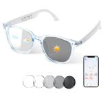 AI Smart Glasses, Bluetooth Translation Glasses for Men Women, Smart Audio Sunglasses with Real Time Translation(160+Languages), Photochromic Lenses, Music Blue Light Glasses for Travel Business-Blue