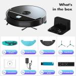ECOHOME Robot Vacuum and Mop Combo,3500Pa Powerful Suction, with Wi-Fi/App/Remote,2 in 1 Mopping Robot Vacuum Cleaner,Dustbin and Watertank, for Pet Hair,Hard Floors and Low Pile Carpet Black