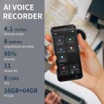 80GB AI Voice Recorder with Playback, Aluminum Alloy Body, Full Touch Screen, AI Transcription, Smart Summary, Multi-Language Translation, Portable Audio Recorder for Meetings, Lectures, Interviews