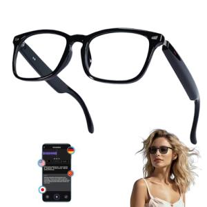 MNVOEQ AI Smart Wireless Bluetooth Translation Glasses for Men/Women with Speakers/Bluetooth&140+ Languages Translation Sports/Travel/Drive/Busniess (C3+AI+Color Change Lenses+Black)