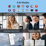 AI Smart Glasses, Bluetooth Translation Glasses for Men Women, Smart Audio Sunglasses with Real Time Translation(160+Languages), Photochromic Lenses, Music Blue Light Glasses for Travel Business-Blue