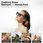 AI Smart Glasses with Camera, 8MP 4K/1080P Video Recording Glasses, Real-Time Translation, AI Voice Assistant & Object Recognition, Open-Ear Audio, Photochromic UV400 Lenses for Travel & Business