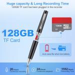 128GB AI Digital Voice Recorder - Voice Activated Audio Recorders, Voice Recording Device with Playback, Portable Taking Device with Noise Reduction, Smart Recorder for Meeting/Course/Lectures