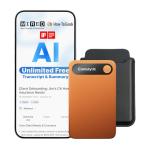 Comulytic Note Pro AI Voice Recorder, Unlimited Transcribe & Summarize, AI Note Taking Recording Device w/Case, App Control, 113 Languages for Calls, Meetings, Lectures, Interviews, Orange