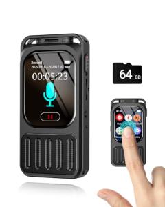 2" Touchscreen Digital Voice Recorder with Playback, Vormooi 64GB 100Hrs Recording Device with Noise Reduction, Password, Real-time Transcribe Summarize MP3 for Meetings Interviews Lectures