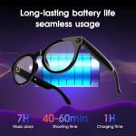 AI Smart Glasses with Camera, 8MP HD Video Recording Glasses with AI Assistant, Hands-Free Wearable Tech Bluetooth Speakers, Real-Time Translation & Open-Ear Audio, Camera Glasses for Men Women Travel