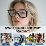 Upgraded AI Smart Glasses with 8MP Camera, 1080P HD Video Recording & Audio, Bluetooth 5.3 Smart Glasses with Real-Time Translation, Interchangeable Blue Light & UV Protection Lenses Long Battery Life