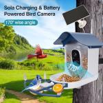 Smart Bird Feeder with Camera Solar Powered,AI Identify Bird Species,2K HD Video Live Auto Capture for Outdoor Backyard,Birdwatching,Ideal Gifts for Family Birds Lover(Dark Blue)
