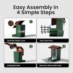 Smart Bird Feeder with Camera Solar Powered 2K HD Video, 10,000+ Species AI Recognition, Real-Time App Alerts, and Weatherproof Design for Effortless Birdwatching, Gift for Bird Lovers, Green Brown