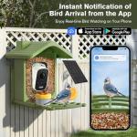 Smart Bird Feeder with Camera Solar Powered, AI Birds Species Identification, 2.5K HD Video Bird House with Camera for Outside, Weatherproof Design Ideal Gifts for Christmas, Bird Lovers, Green