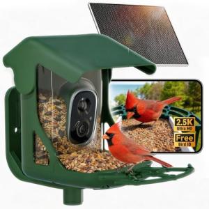 CINMOORE No-Monthly-Fees Solar Bird Feeder w/ 4MP Camera, Free AI Birds Species Identification, 2.5K Smart Bird House with Camera, Live View & Playback, Instant Arrival Alerts, Ideal for Birdlovers