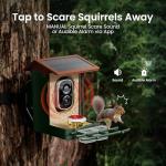 Smart Bird Feeder with Camera Solar Powered 2K HD Video, 10,000+ Species AI Recognition, Real-Time App Alerts, and Weatherproof Design for Effortless Birdwatching, Gift for Bird Lovers, Green Brown
