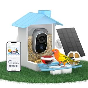 HARYMOR Smart Bird Feeder with Camera Solar Powered, Birdfeeder Cam for Outside, AI Species Identify, 2K Live View, Instant Arrival Alerts, Bird Lover Gifts, Blue