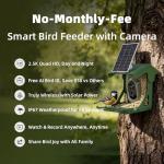 CINMOORE No-Monthly-Fees Solar Bird Feeder w/ 4MP Camera, Free AI Birds Species Identification, 2.5K Smart Bird House with Camera, Live View & Playback, Instant Arrival Alerts, Ideal for Birdlovers
