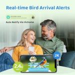 HARYMOR Smart Bird Feeder with Camera Solar Powered, Birdfeeder Cam for Outside, AI Species Identify, 2K Live View, Instant Arrival Alerts, Bird Lover Gifts, Blue