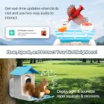 juzjuly Smart Bird Feeder with Camera - Solar Powered Birdfeeder Cam 2K HD AI Smart Identify Bird Species, Instant Arrival Alerts，Auto Record BirdVideo, Two-Way Audio, Gift for Birds Lover