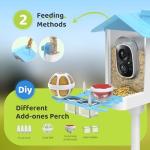 HARYMOR Smart Bird Feeder with Camera Solar Powered, Birdfeeder Cam for Outside, AI Species Identify, 2K Live View, Instant Arrival Alerts, Bird Lover Gifts, Blue